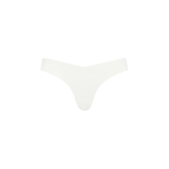 CHEEKY V BIKINI BOTTOM - WHITE RIBBED